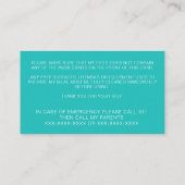 Visite Alerte d'allergie alimentaire Carte de lecture du  (Dos)