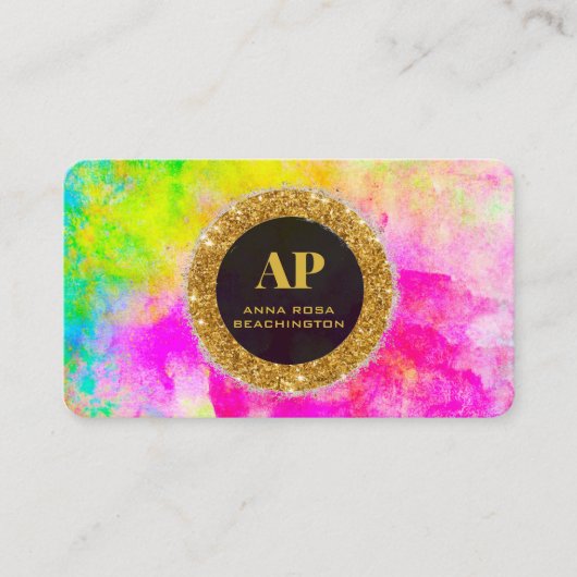 Visite *~AP93 Neon Rainbow BOLD Abstrait QR Carte de visi (Devant)