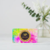 Visite *~AP93 Neon Rainbow BOLD Abstrait QR Carte de visi (Debout devant)