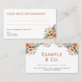 Visite Apricot floral blanc, pas de logo Carte de rendez- (Devant / Derrière)