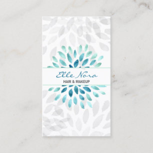 Visite aquarelle aqua floral Maquillage artiste Carte de