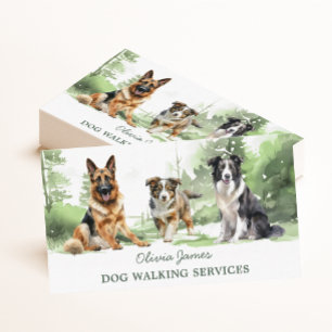 Visite Aquarelle Chien Marcher Animal assis Carte de visi