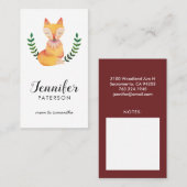 Visite Aquarelle de Fox de région boisée de carte de (Devant / Derrière)