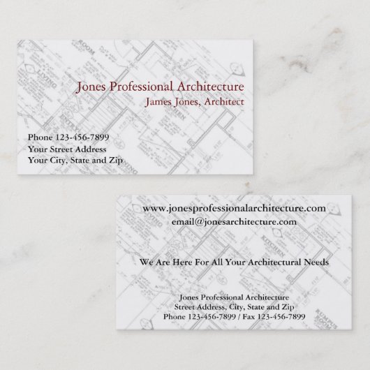 Visite Architect Architecture Home Builder Carte de visit (Devant / Derrière)