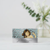 Visite Argent turquoise de léopard de femme de carte de (Debout devant)