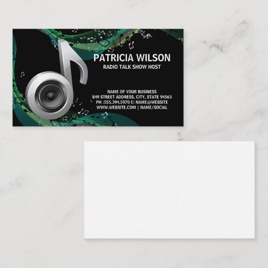 Visite Arrière - plan de notes musicales | Carte de visit (Devant / Derrière)