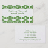 Visite Art Déco Damask Carte de visite, Vert (Devant / Derrière)