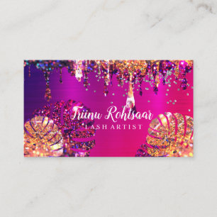 Visite Artiste de Cils Paillettes Rose Étincelant Carte d