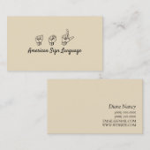 Visite ASL, Langue des Signes, Traducteur, Carte de visit (Devant / Derrière)