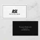 Visite ASL, Langue des signes, Traducteur, Carte de visit (Devant / Derrière)