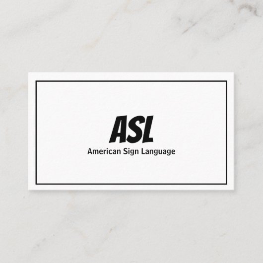 Visite ASL, Langue des signes, Traducteur, Carte de visit (Devant)
