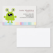 Visite Babysitter mignonne Monster vert Alien Carte de vi (Devant / Derrière)