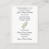 Visite Baptême catholique bébé garçon beige carte de souv (Dos)