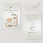 Visite Baptême vert prier carte de souvenir (Devant / Derrière)