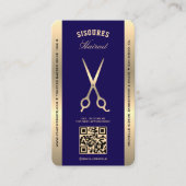 Visite Barbier Barbier Bleu foncé Ciseaux Carte de fidéli (Devant)