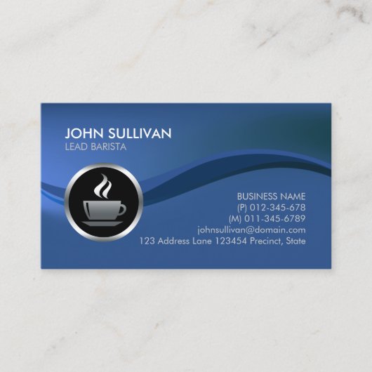 Visite Barista Cafe Chrome Coffee Cup Icon Carte de visit (Devant)