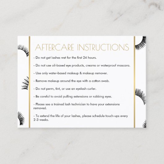 Visite Beaucoup de Lashes Salon Carte d'Aftercare Blanc/N (Devant)