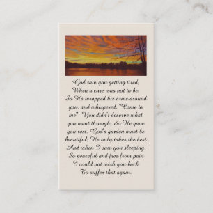 Visite Belle Carte de Prière Mémorielle de Coucher de Sol