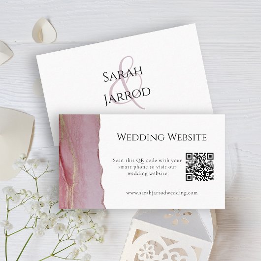 Visite Belle carte de site web Mariage de Dusty Pink QR