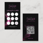 Visite Black Neon Rose Beauty Salon QR Code Carte de fidé (Devant / Derrière)