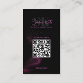 Visite Black Neon Rose Beauty Salon QR Code Carte de fidé (Dos)