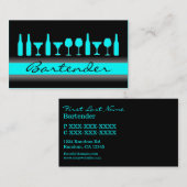 Visite Black turquoise bleu bartender boissons carte de v (Devant / Derrière)