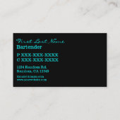 Visite Black turquoise bleu bartender boissons carte de v (Dos)