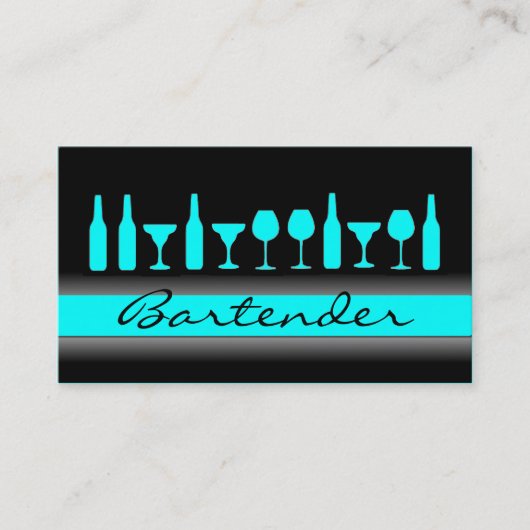 Visite Black turquoise bleu bartender boissons carte de v (Devant)