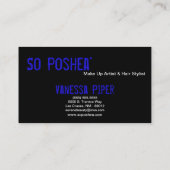 Visite Black Zebra Print Blue Lips Make Up Carte de visit (Dos)