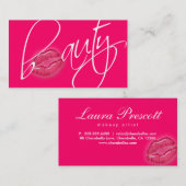 Visite Blanc brillant de rose de lèvres de rose de carte (Devant / Derrière)