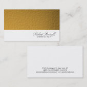 Visite Blanc Gold Plain Moderne Consultant Carte de visit (Devant / Derrière)