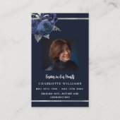 Visite Bleu blanc photo floral carte de prière funéraire (Devant)