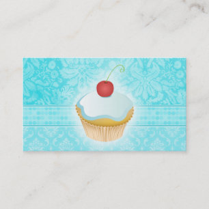 Visite Bleu de damassé de petit gâteau de carte de visi