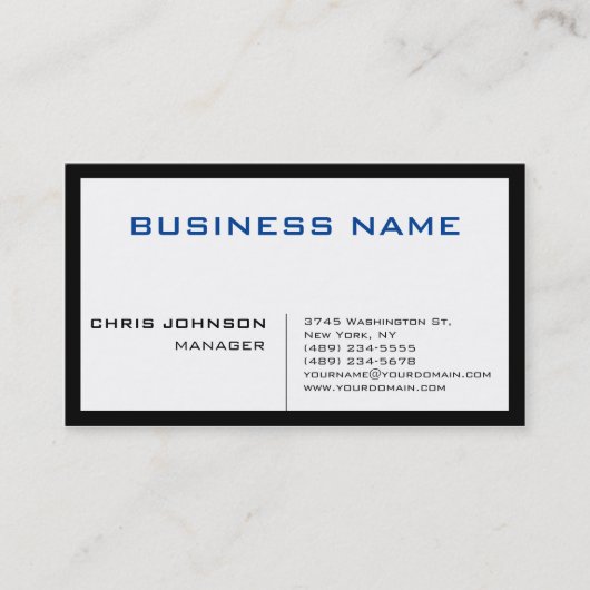 Visite Bleu noir blanc Unique Chic Manager Carte de visit (Devant)