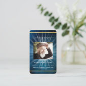 Visite Blue ciel or photo carte de prière funéraire (Debout devant)