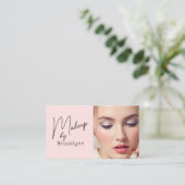 Visite Blush Rose Carte de Commerce de Maquillage Script (Debout devant)