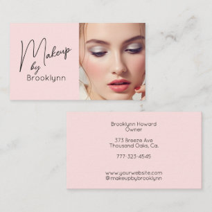 Visite Blush Rose Carte de Commerce de Maquillage Script