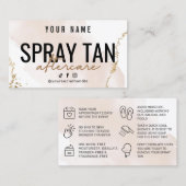 Visite Blush Rose Gold SPRAY TAN carte de soins postérieu (Devant / Derrière)