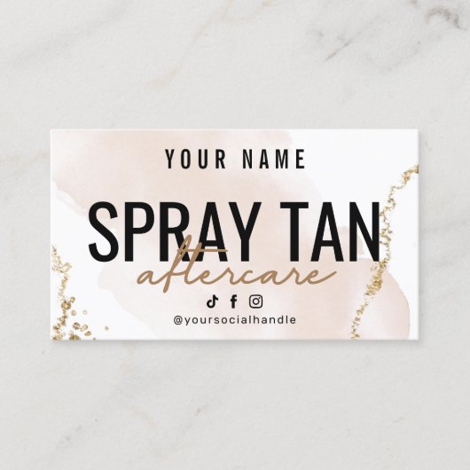 Visite Blush Rose Gold SPRAY TAN carte de soins postérieu (Devant)