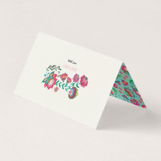 Visite Boho Floral | Paramètres de nom d'invité | Carte d (Dos)