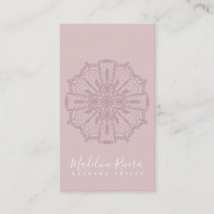 Visite Boho rose pâle Mandala Yoga Macrame Carte de visit