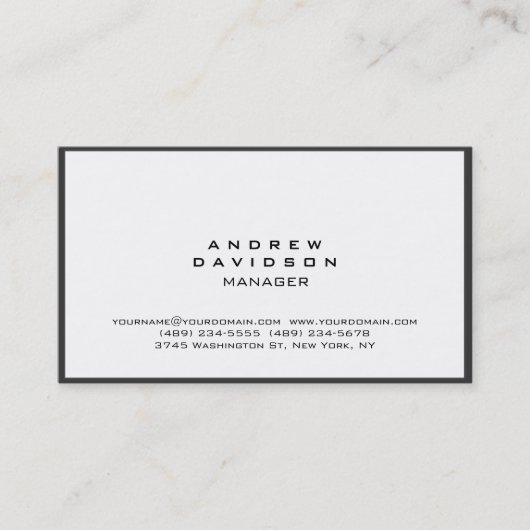 Visite Bordure gris blanc Trendy Plain Chic Carte de visi (Devant)