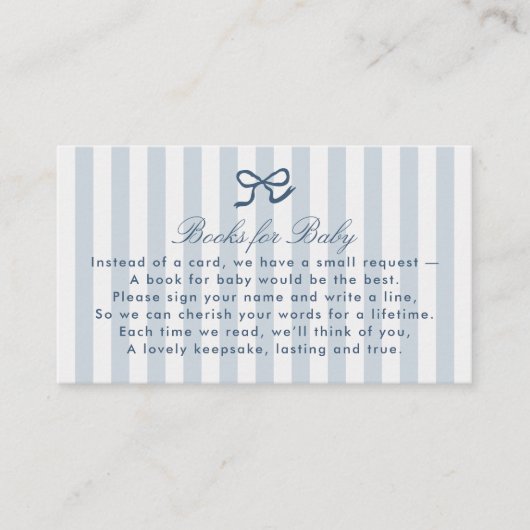 Visite Bow bleu & Stripes Livres pour bébé Carte de boîti (Devant)