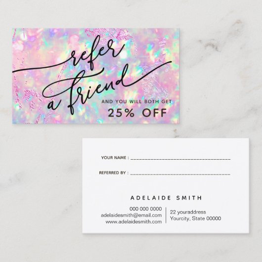 Visite brillant opal texture carte de référence (Devant / Derrière)