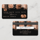 Visite Brosse en cuivre or Rose stylisé par carte de créd (Devant / Derrière)