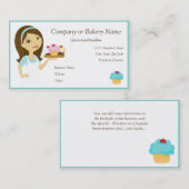 Visite Brunette/Aqua Cupcake Baker/Bakery 2 Carte de visi (Devant / Derrière)