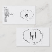 Visite BULLE HI ! carte de profil (Devant / Derrière)