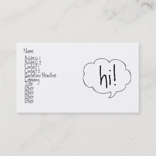 Visite BULLE HI ! carte de profil (Devant)