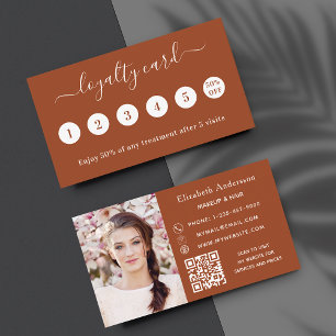 Visite Burning orange QR code photo carte de fidélité pro