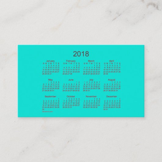 Visite Calendrier 2018 de turquoise par le carte de (Devant)